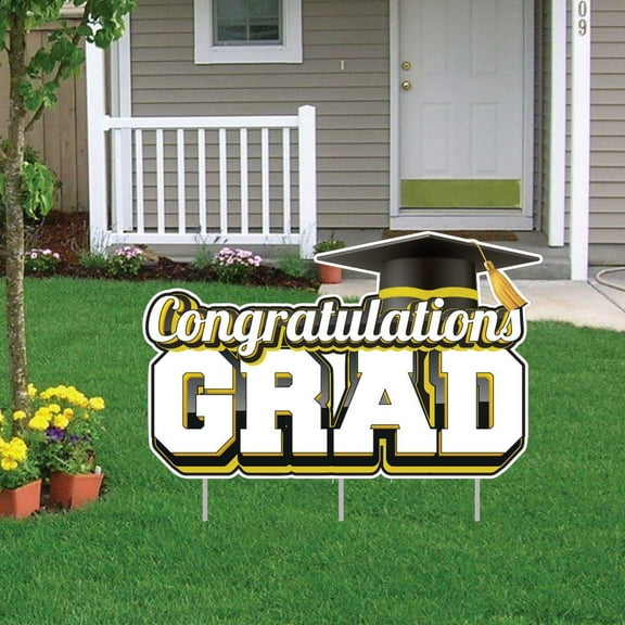 Victory Store 35" x 21.7" Yellow Congrats Grad Graduation Yard Sign 22826