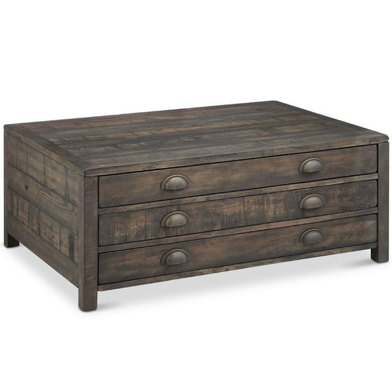 Magnussen Vernon Rustic Storage Coffee Table With Casters