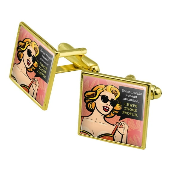 Some People Spread Sunshine I Hate Those People Funny Humor Square Cufflink Set - Silver or Gold