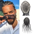 thumbnail image 2 of Cornrow Box Braided Toupee for Men Human Hair Pieces Breathable Lace With PU Replacement System Hair #1B, 2 of 7