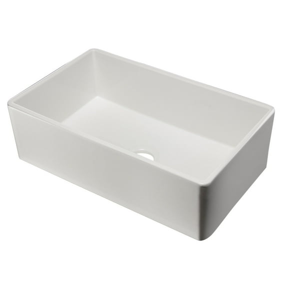 ALFI brand AB533-W 33" White Smooth Apron Single Bowl Fireclay Farm Sink