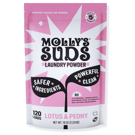 Molly's Suds Laundry Detergent Powder | Gentle for Sensitive Skin | Earth-Derived Ingredients | 120 Loads (Lotus & Peony)