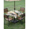 thumbnail image 5 of Square Outdoor Tablecloth with Umbrella Hole Boho Teal Yellow Orange Grey Outside Table Cloth Waterproof Patio Table Cover Middle Century Geometric Zipper Tablecloths for Picnic Camping 60x60 Inch, 5 of 8