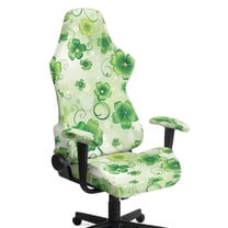 Xoenoiee Green Shamrock Pattern Gaming Chair Covers Slipcovers, St. Patrick's Day Decoration Stretchable Elastic Computer Reclining Gaming Chair Seat Cover with Armrest Cover (No Chairs)