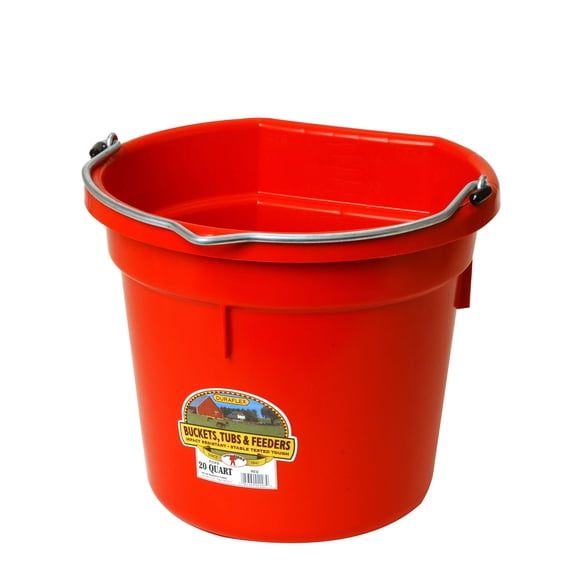 Cubo de alimento para animales Little Giant con parte trasera plana, 19 L, rojo