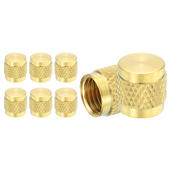 Uxcell 8PCS 1/4" SAE Brass Flare Caps, Refrigeration Valve Cap Flat with Rubber Seal for HVAC AC System