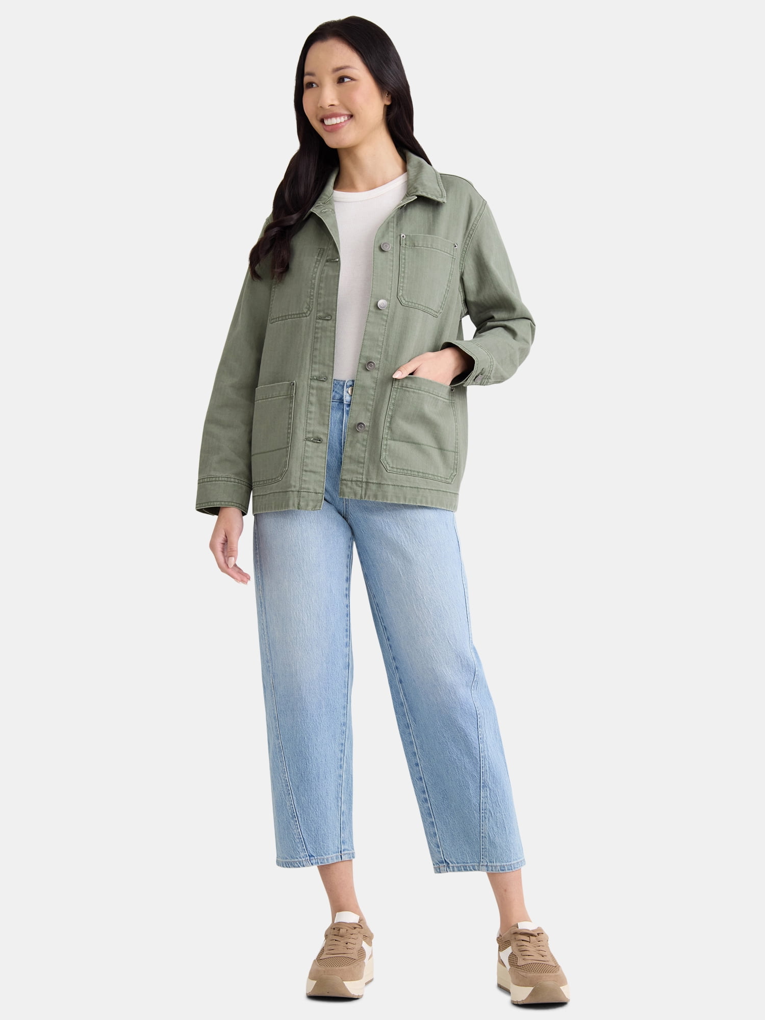 Time and Tru Women's and Women’s Plus Denim Utility Jacket, Sizes XS-4X