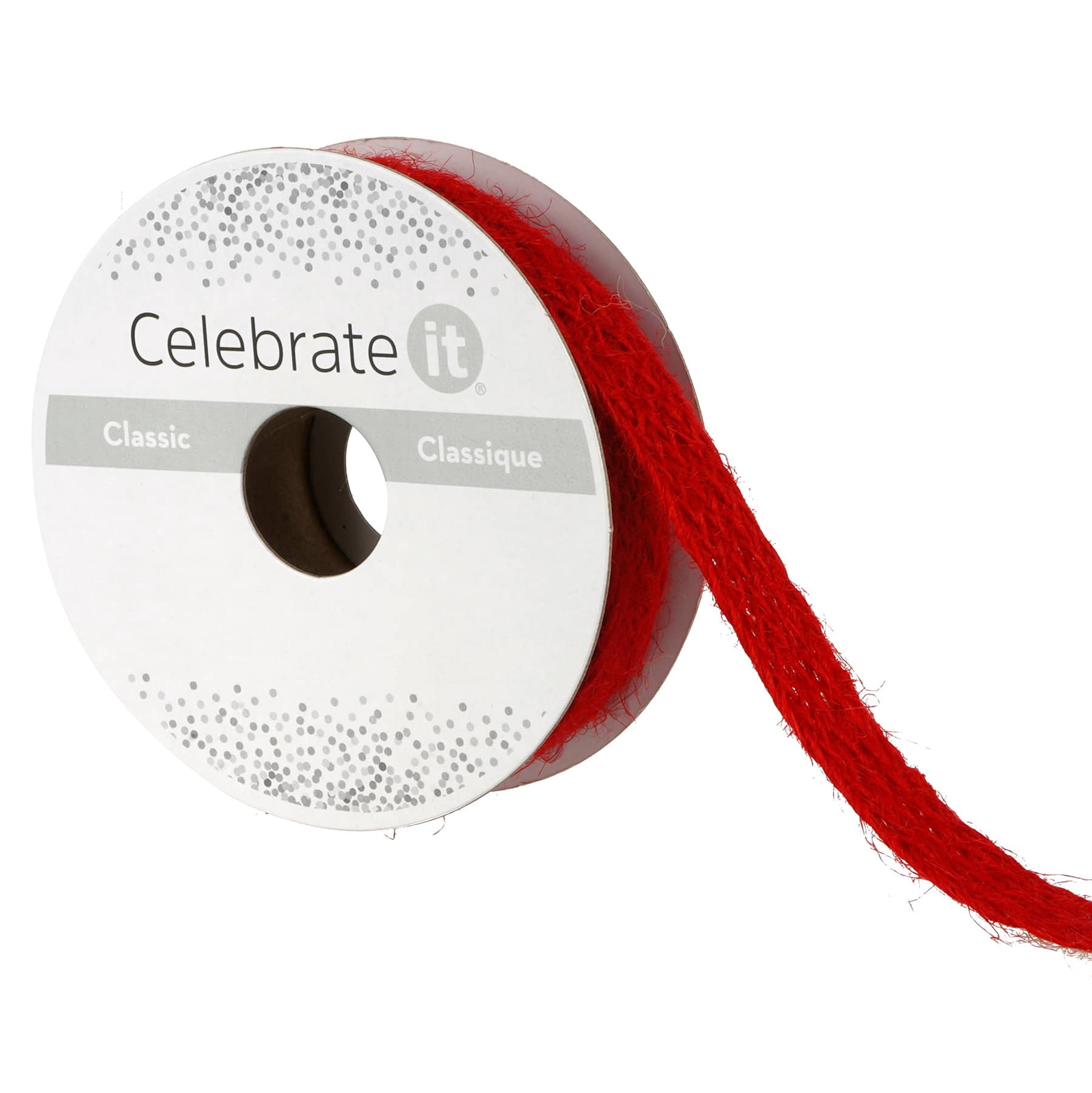 Celebrate It 7/16" x 7yd. Red Jute Ribbon - Braided, Non-Wired, Ideal for Gift Wrapping, Baskets & Rustic Decor, 12 Pack