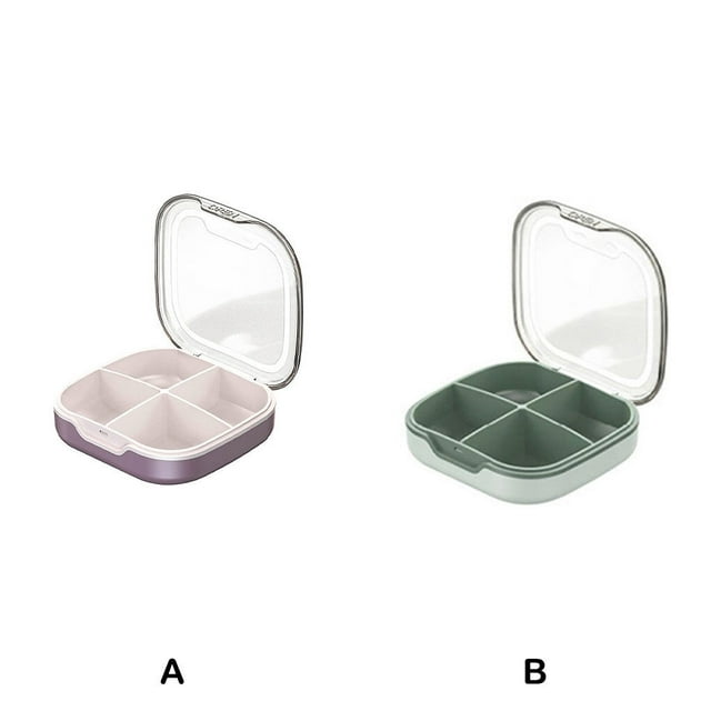 Pill Box Home Daily Sealed Use 4 Compartments Case Separation 4 Compartments PP Organizer Tablets Holder Dusproof Waterproof Damproof Container Green