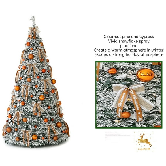 Holloyiver 6FT Pops Up Christmas Tree with Lights, Prelit Collapsible Snow Flocked Christmas Tree with 150 Warm White Lights, Decorated Foldable Artificial Trees, 1 Minute Xmas Trees for Holiday