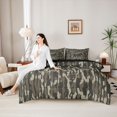 thumbnail image 4 of Castle Fairy Teens Camo Forest Bear Queen Bedding 7pcs,Abstract Camouflage Animal Bedding Comforter Set Queen,Taupe Black,Black Reversible, 4 of 7