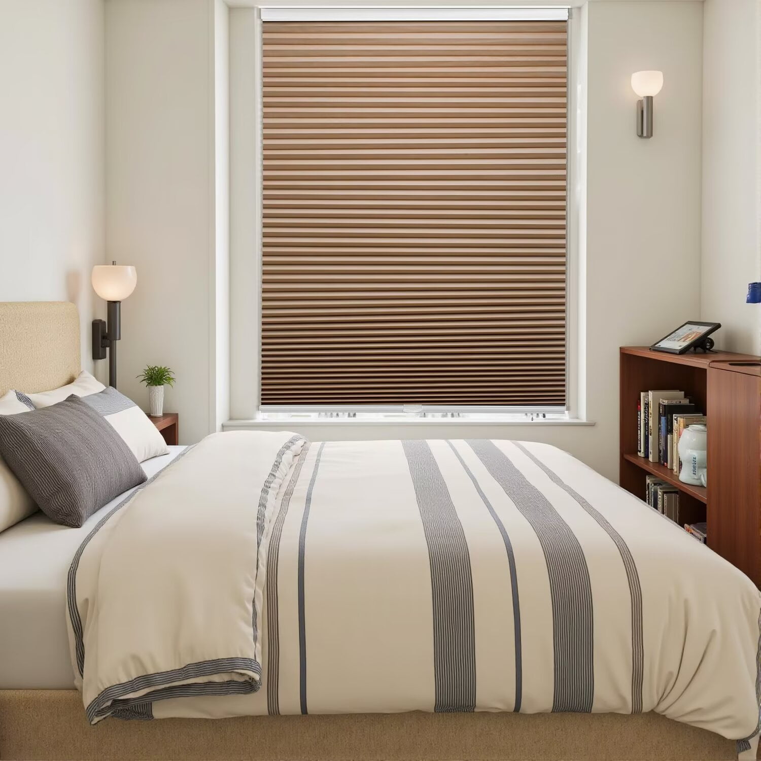 MYshade Cordless Light Brown-28"W*50"H Blackout Cellular Shades 1.5 inch Honeycomb Blinds for Indoor Windows Insulated Noise Reducing Window Shades & Blinds for Home