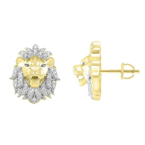 Bellano Men's Stud Earrings 0.25CT Round Diamond 10K Yellow Gold