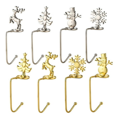 

Fireplace Socks Pendant Snowflake Deer Christmas Tree No Burr Metal Stocking Hook for Home Iron Brown