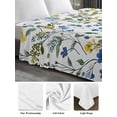 thumbnail image 6 of Elegant Blue Yellow Spring Floral King Size Flat Sheet, Wrinkleproof & Fadeproof Cooling Flat Bed Sheet Only, Summer Botanical Green Breathable Soft Bedding Top Sheets 105 x 98 Inches, 6 of 8