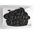 thumbnail image 1 of Eat Dessert First Pillow Sham, Monochromatic Lovely Cupcake Doodle with Calligraphic Design, Decorative Standard King Size Printed Pillowcase, 36" X 20", Charcoal Grey and White, by Ambesonne, 1 of 2