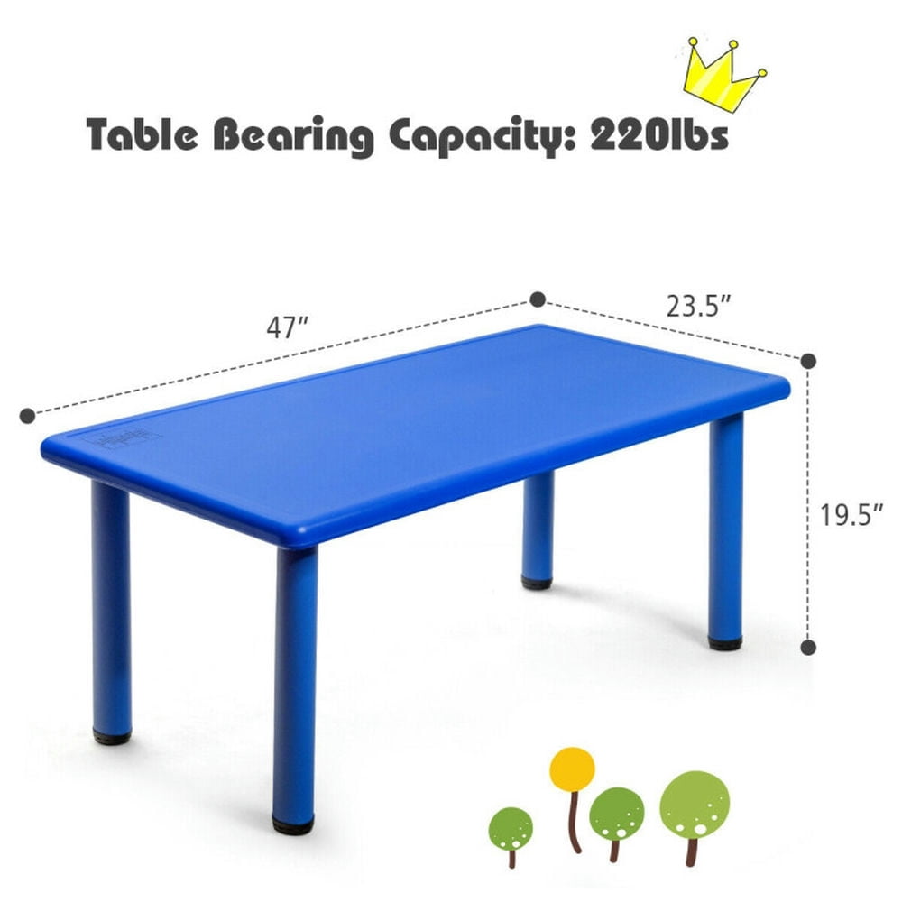 Spaco Kids Plastic Rectangular Learn and Play Table-Blue, Toddler Table and Chair Set for Arts & Crafts, Snack Time, Homeschooling, Homework