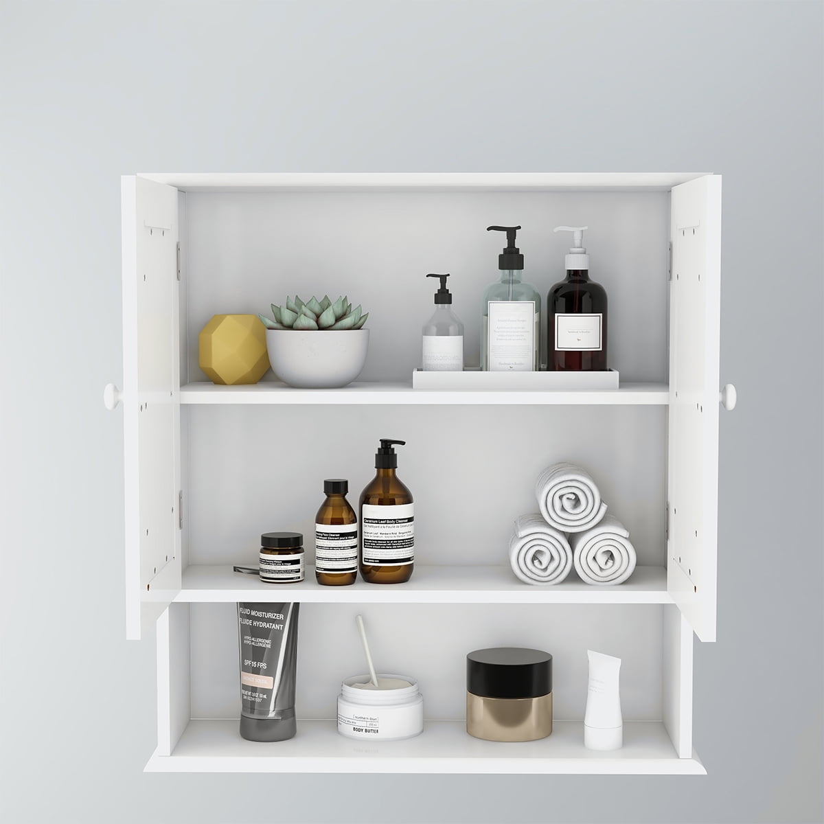 Mintazer 22"W Wall Mounted Storage Medicine Cabinet with Double Mirrored Doors for Bedroom,Bathroom,White