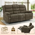 thumbnail image 3 of Korser 3-Seater Recling Couch with Cup Holders and Recessed Power Strip Recliner Loveseat with Console Recliner Sofa with Pull-Down Table,Brown, 3 of 7