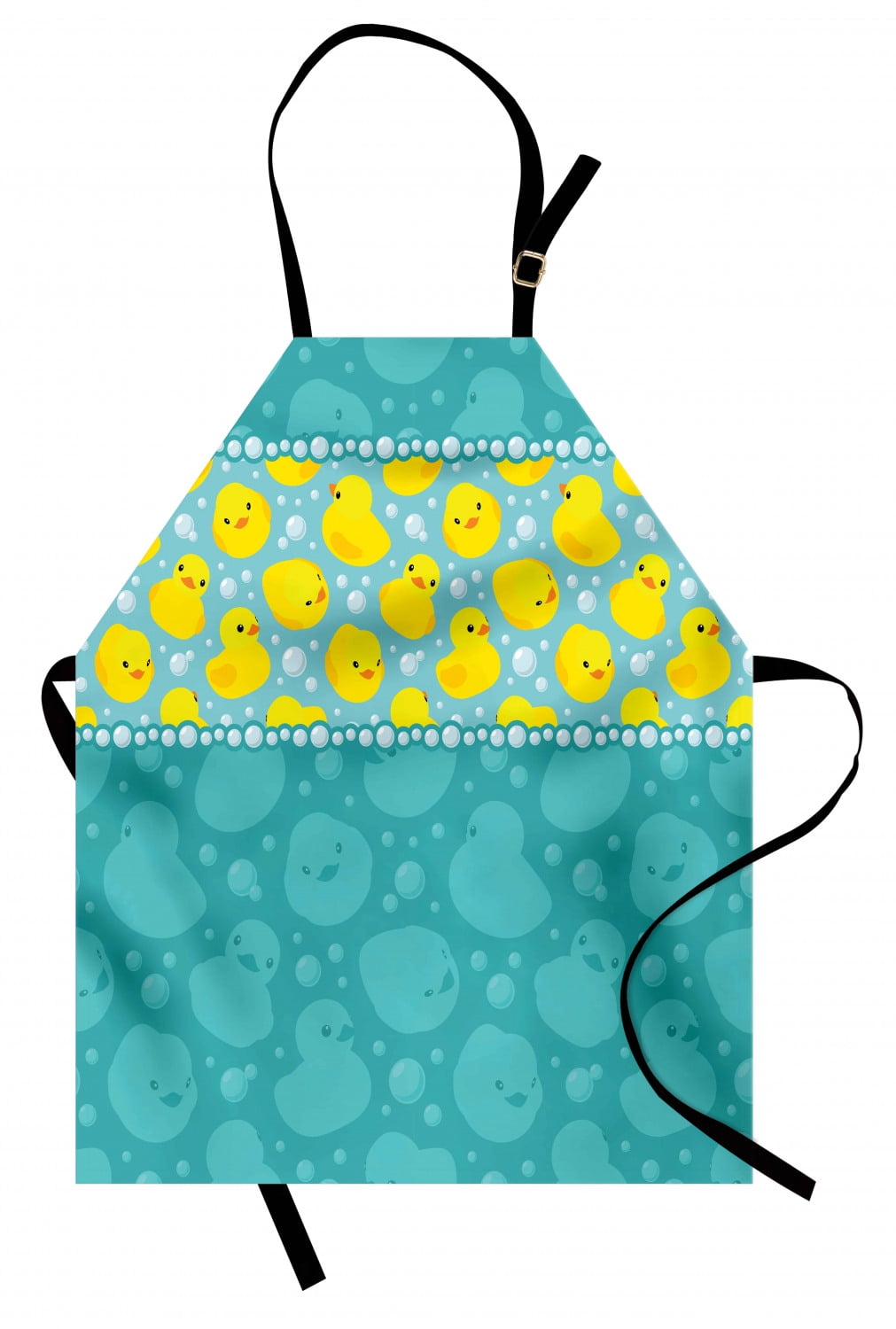 Rubber Duck Apron Yellow Cartoon Duckies Swimming in Water Pattern with