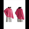 thumbnail image 3 of Camisetas de Larga Extragrandes para Mujer, Camisetas Básicas de Cuello Redondo, Tops de Otoño, Ropa Informal de Entrenamiento Y2K. Rosa Roja M, 3 of 9
