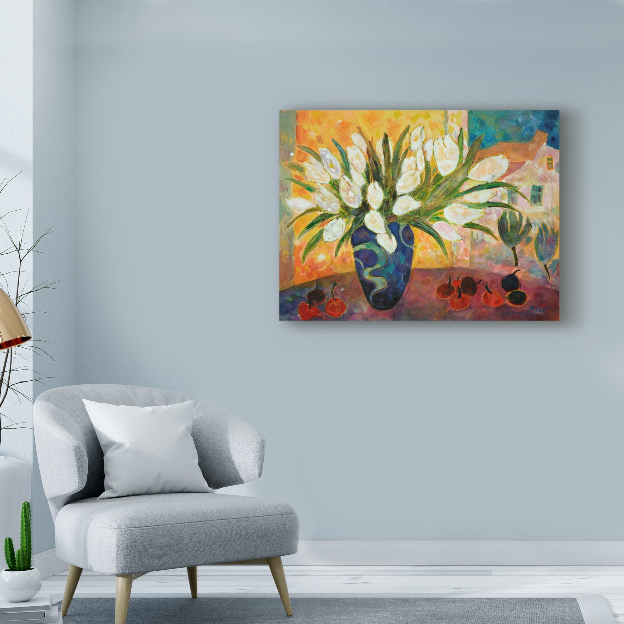 Trademark Fine Art 'Tulips And Cherries' Canvas Art by Lorraine Platt