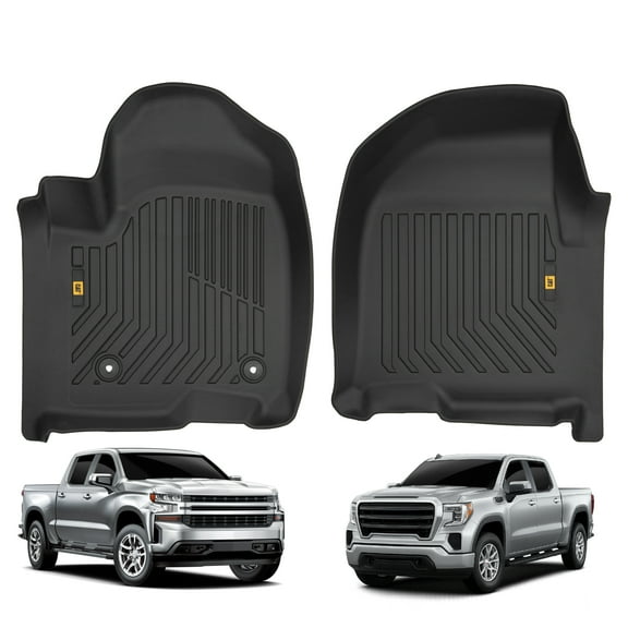 CAT® JustFit™ 3D Custom Fit Floor Mats for Chevrolet Silverado 1500 2019–2024, GMC Sierra 1500 2019–2024, Chevy Silverado 2500HD/3500HD Crew Cab 2020–2024, GMC Sierra 2500HD/3500HD Crew Cab 2020–2024