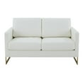 thumbnail image 4 of LeisureMod Loveseat Upholstered in Leather 2-Person Seater Sofa with Gold Stainless Steel Base and Removable Cushions for Modern Home, Living Room, Offices Lincoln Collection in White, 4 of 8