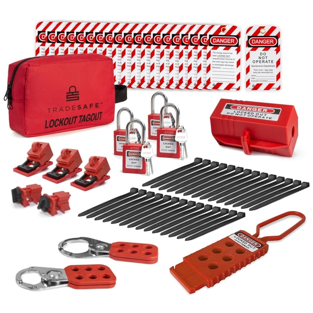 Kit de etiquetado de bloqueos eléctricos TRADESAFE con cerrojos y cierres