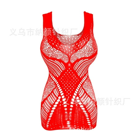 Generic Sexy Lingerie Sexy Net Jacquard See-through Fishnet Clothes Sling Hip Skirt Color Jacquard off-Shoulder W298