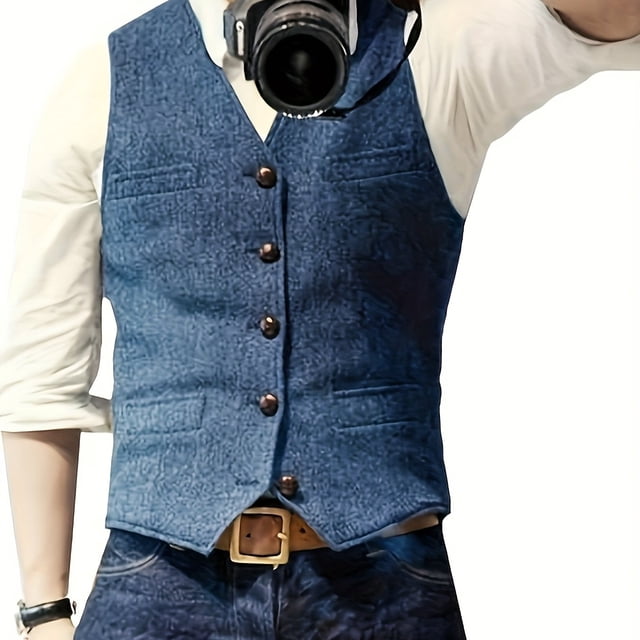 PENGX Stylish Men‘s Solid Color Formal Suit Vest - Vests for Party Wedding Prom and Special Occasions - Adjustable Waistcoat with Classic Design and Comfortable Fit