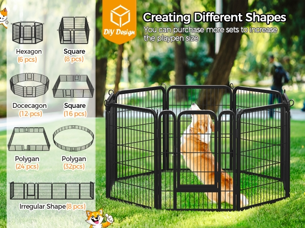 Yaheetech 31.5" Tall 8-Panel Dog Playpen with Door, Black