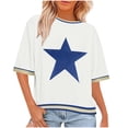thumbnail image 2 of Horkkom T-Shirts Graphiques pour Femmes à Imprimé d'Étoiles, Col Rond, Manches Courtes, T-Shirts d'Été Décontractés, Cadeaux pour Femmes TG, 2 of 6