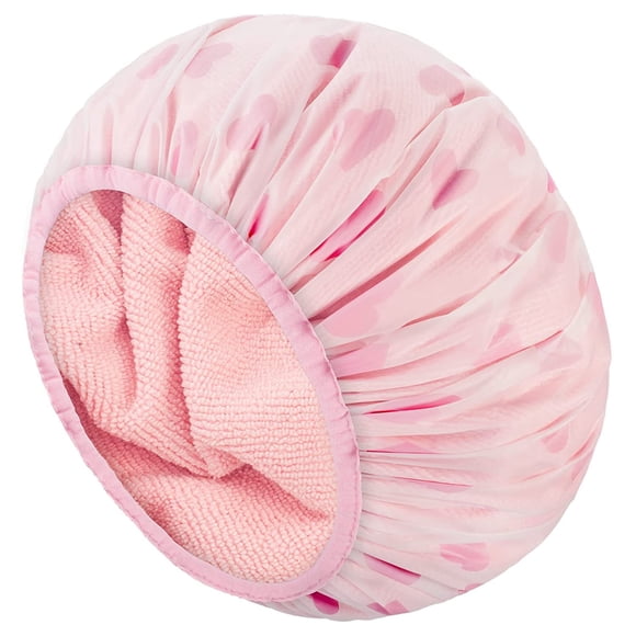 Auban Gorro de ducha Gorro de ducha para mujer Forrado con tela de rizo Exterior de Eva Reutilizable Doble capa Impermeable Gorro de baño grande Accesorios esenciales para viajes de hotel Suministros