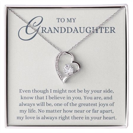 To my Granddaughter Gift from Grandma or Grandpa Near or Far Apart Forever Love Heart Pendant Necklace