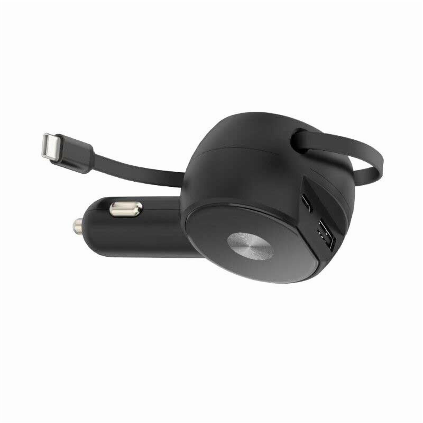 30W Car Charger Compatible With Motorola Moto G 5G (2022,2023,2024,2025,2026) - Retractable 3 Amp Type-C 2-Port USB Fast Charge