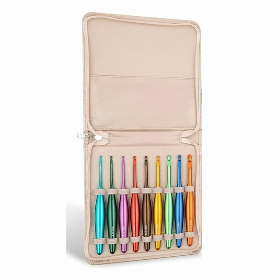 Crochet Hooks Ergonomic, 9Pcs Hand-Polished Aluminum Crochet Needles (3.5mm-8mm), Streamline Crochet Hooks