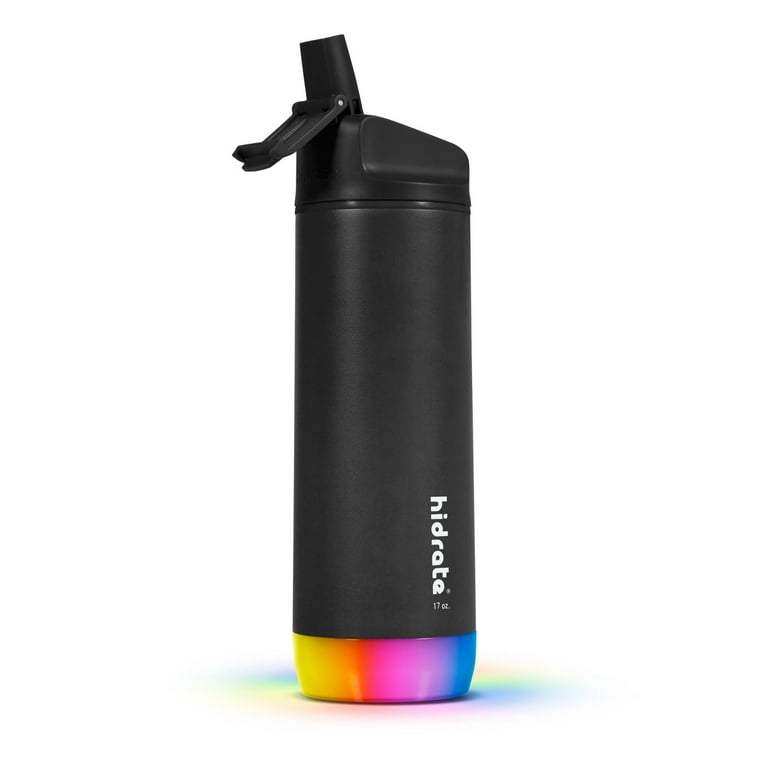 HidrateSpark PRO STEEL - 21 oz. Smart Water Bottle + Bonus Straw Lid -  Silver - Apple