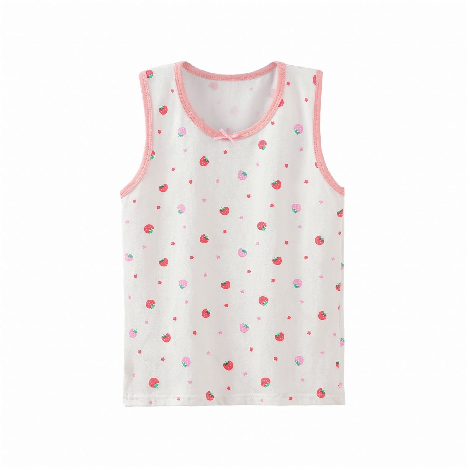 Jgppe Hauts pour Filles en Coton Léger Respirant Imprimé Mignon Sans Manches Col Rond Été 2-10 Ans