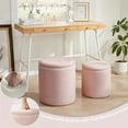 thumbnail image 5 of Boucle Round Ottoman with Storage Set of 2,Small Foot Stool Ottoman for Living Room, Small Coffee Table,Vanity Stool with Storage for Bedroom, Pink, 5 of 16