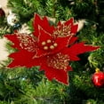 thumbnail image 4 of 13.3" Large Heads Christmas Glitter Flowers Christmas Tree Ornaments Artificial Flowers with Picks Stems for Xmas Tree Party DIY Holiday Decorations, 4 of 4