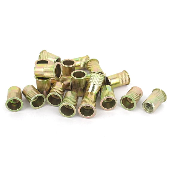 20pcs M6 x 15mm Zinc Plated Flat Head Threaded Inserts Blind Rivet Nuts