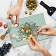 thumbnail image 5 of Lotus Cutting Board, Themed Flower Motif on Off White Background with Swirls Curls, Decorative Tempered Glass Cutting and Serving Board, in 3 Sizes, by Ambesonne, 5 of 5