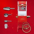 thumbnail image 3 of 63.39×30.51×20.27 Inch Antique Style Wheeled Popcorn Machine Cart, 3-Switch Control & Tempered Glass, Stainless Steel Popcorn Popper with Storage Cabinet for Home Theater Party Business Events Red, 3 of 6
