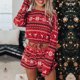 thumbnail image 3 of Sudadera Pantalones superiores con cuello redondo Estilo navideño Cordón Traje diario para mujer Kuymtek Rojo T XL para Mujer, 3 of 7