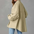 thumbnail image 5 of Fnooota Button Down Shirts for Women, Solid Color Long Sleeve Denim Tops with Pockets Khaki Size XL, 5 of 5