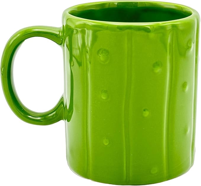 Island Dogs Giant 20 oz Pickle Shaped Novelty Coffee Mug - Funny Green Pickle Mug - Gag Gift for Pickle Lovers & Unique Kitchen Accessory - Dishwasher Safe & Microwave Safe