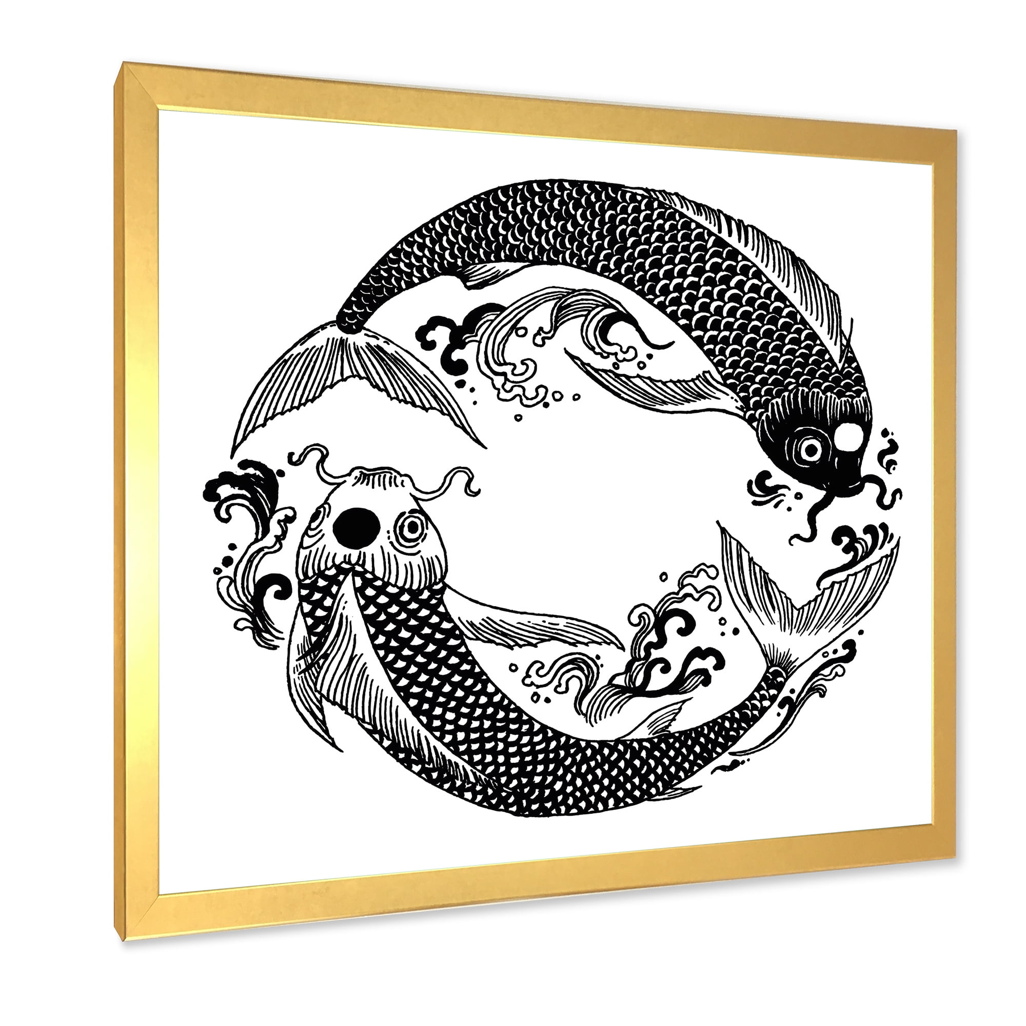 Designart 'China Koi Fish In Chinoiserie Style III' Nautical & Coastal Framed Art Print