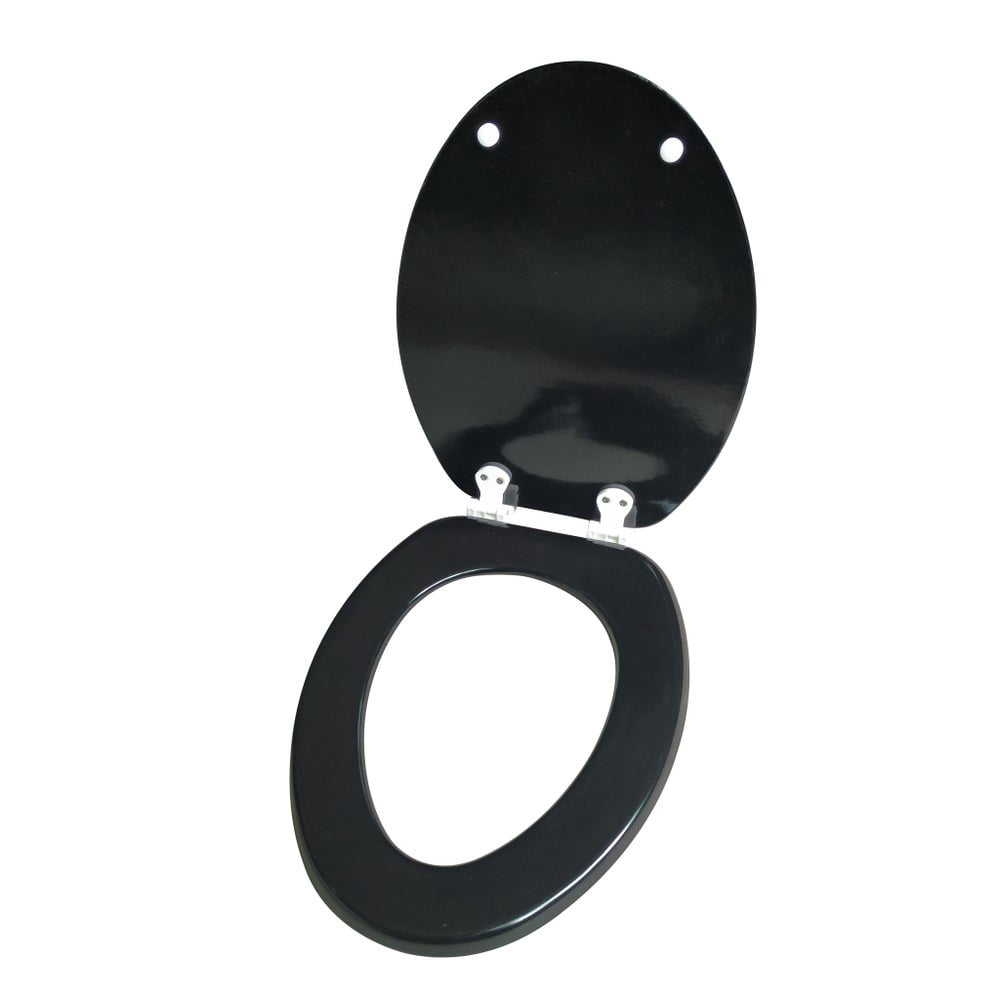 Dream Bath Heavy Duty Elongated Toilet Seat with non-slip seat and quick-attach easy install hardware, MDF Black