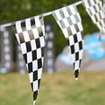 thumbnail image 2 of RUseeN 100 Feet Black and White Checkered Flag Banner, Checkered Pennant Banner Racing Flag for Nascar Race Car Themed Birthday Party Decorations Supplies, 2 of 7